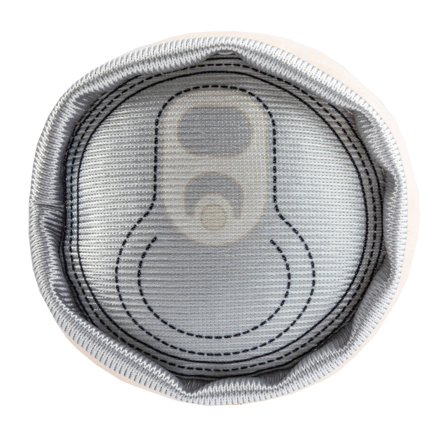 Top view of a Haute Diggity Dog Olipup - Pawberry Vanilla silver pull-tab on a beverage can, with part of the opening visible. The cans rim is highlighted by a white, textured material.