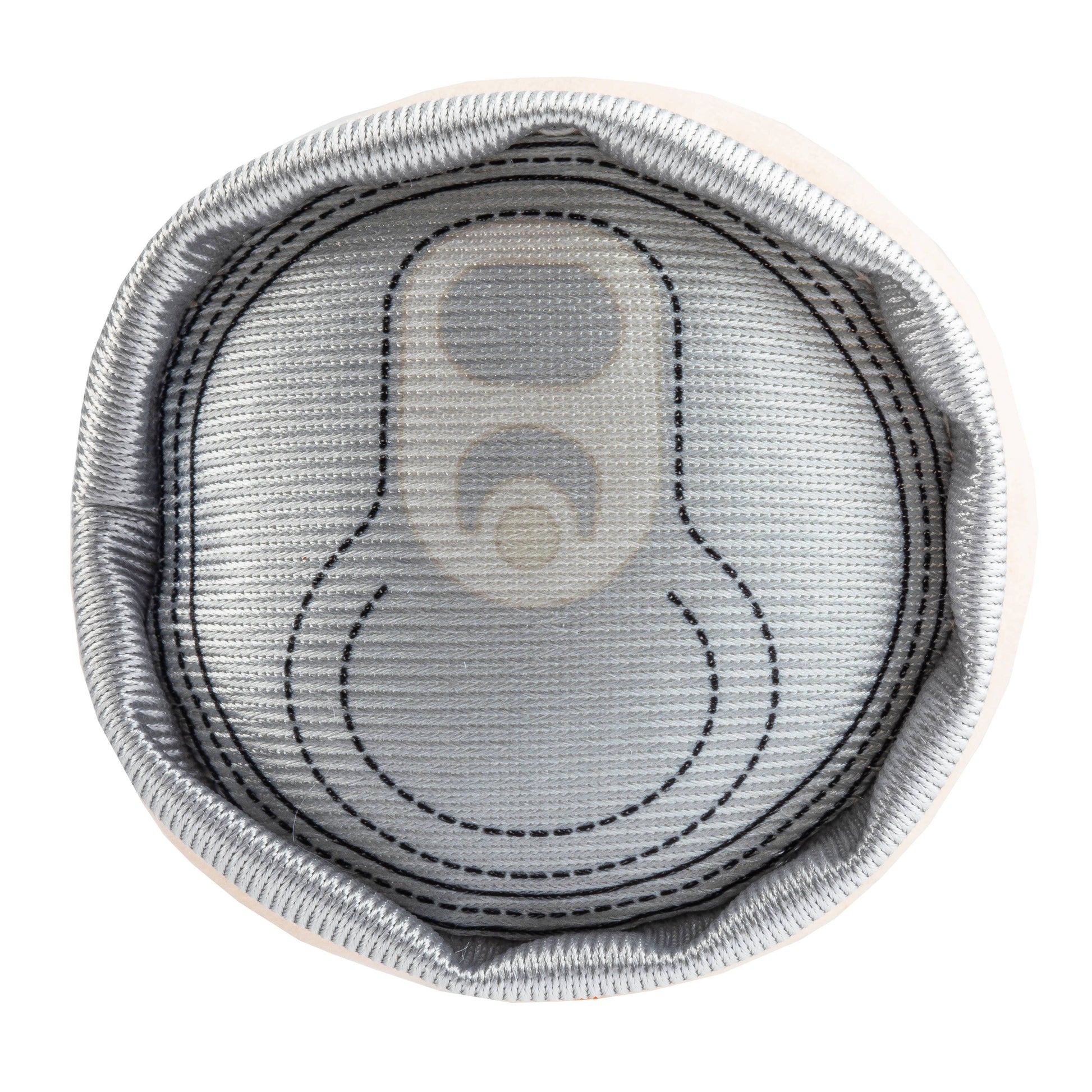 Top view of a Haute Diggity Dog Olipup - Pawberry Vanilla silver pull-tab on a beverage can, with part of the opening visible. The cans rim is highlighted by a white, textured material.